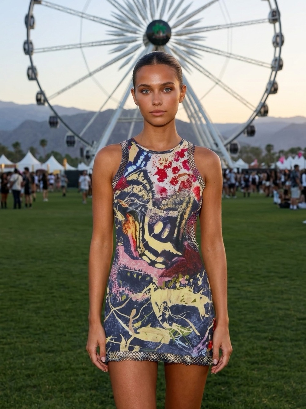 Abstract Multi-Color Sleeveless Mini Dress
